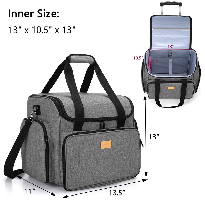 LUXJA Serger Case with Detachable Dolly, Bag with Removable Padding Pad (Fit for Most Standard Machines), Gray - Image 5